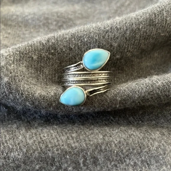 Sterling Artisan Larimar Ring-7 - Picture 1 of 8